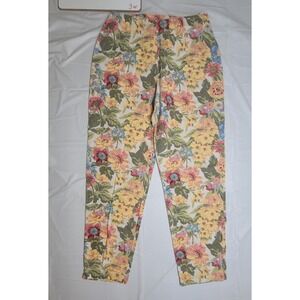 Womens Susan Bristol cropped capri pants, floral multicolor‎ design, size 6